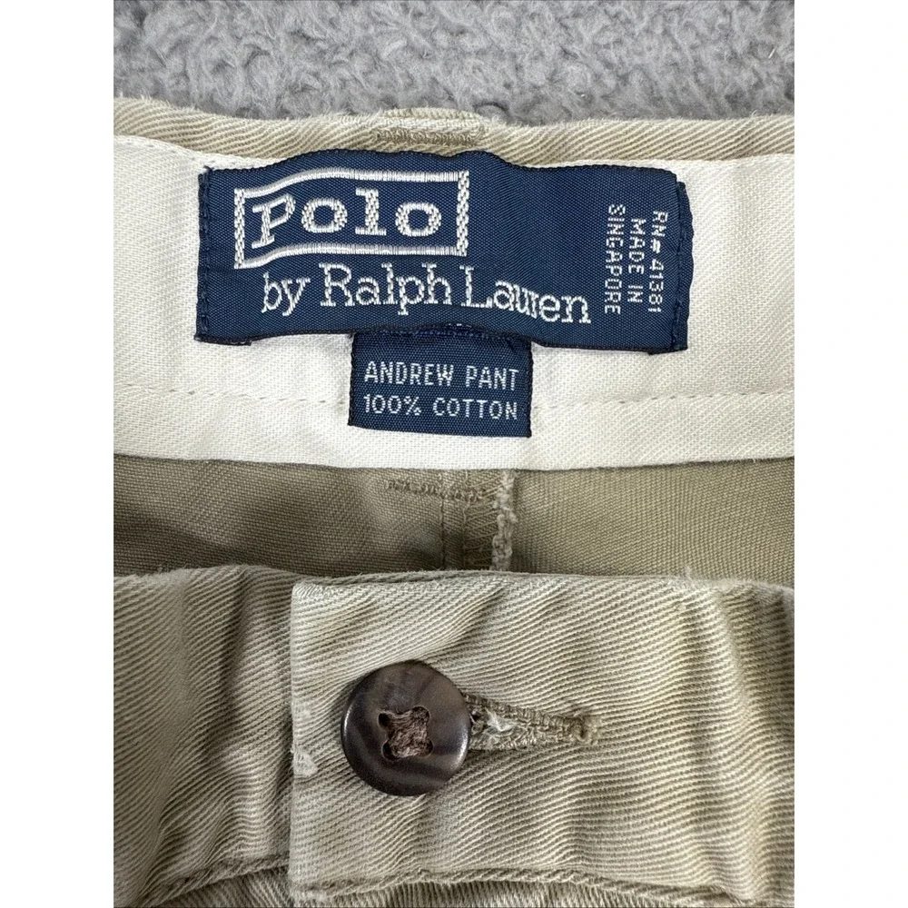 Polo Ralph Lauren Andrew Pants Mens 36x30‎ Khaki Pleated Classic Fit